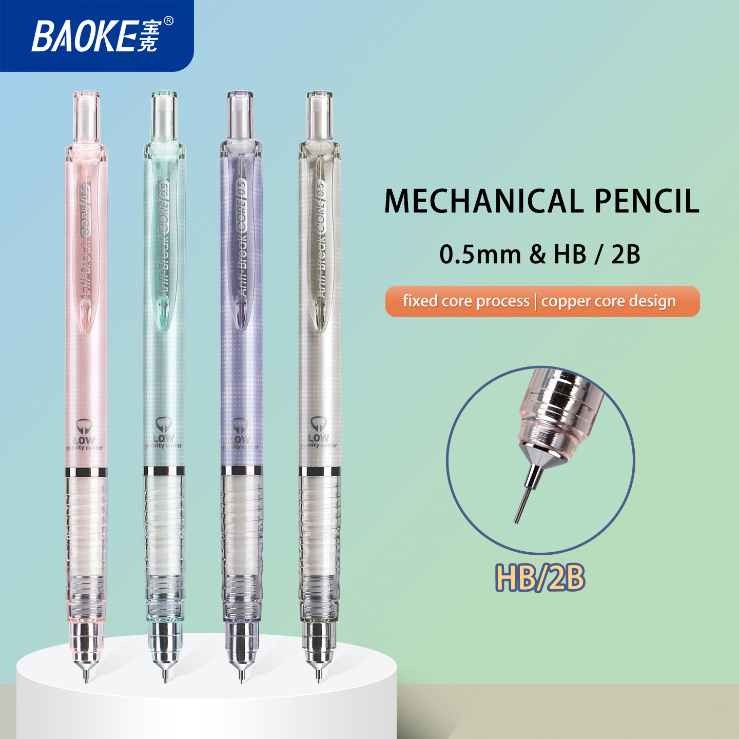 Mechanical Pencil 0.3 - BAOKE 0,5 HB/2B portaminas 4 barriles